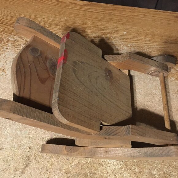 VINTAGE WOODEN ROCKING CHAIR FOR DOLLS FOLDING - Picture 6 of 8